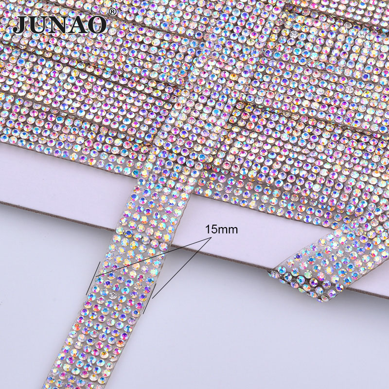 Hotfix Rhinestone Sheet - JUNAO 5Yard kristal AB Rhinestones kumaş