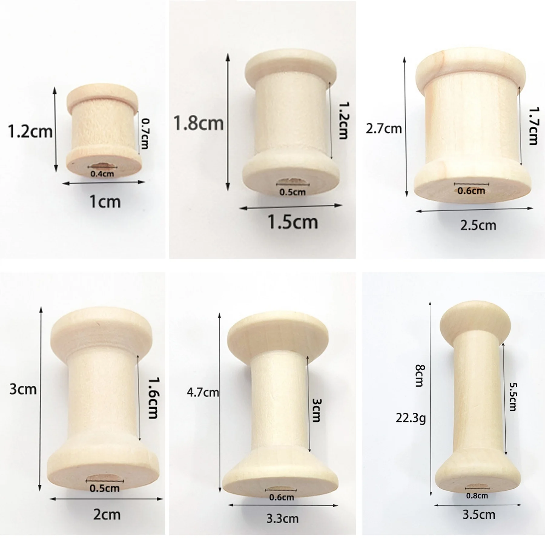 Organza Ribbon Spool - 10/5 adet Mini ahşap bobinler boş