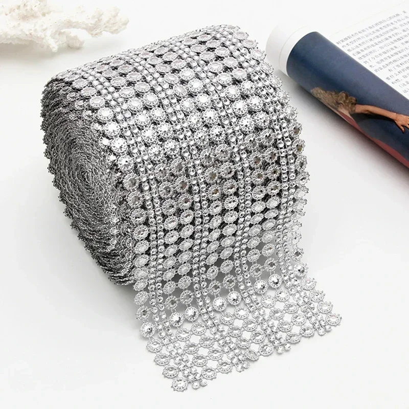 Hotfix Rhinestone Sheet - 1 Yard 16row kristal elmas örgü