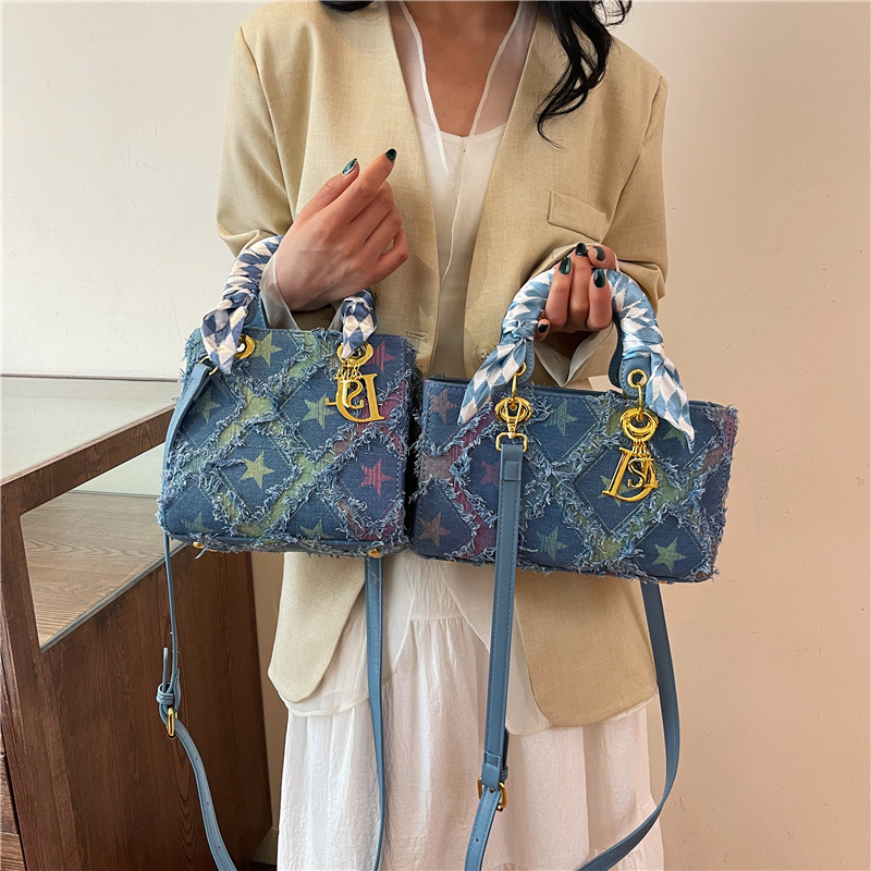 Craft Embellishment Storage - Y2K Kadın Yeni Denim Yıldız Çanta