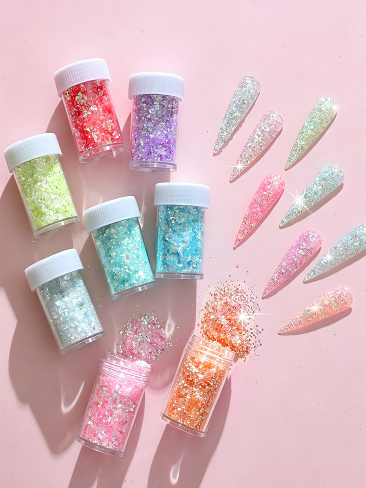 Glitter Vinyl Roll - 8 Renk Holografik Tırnak Gevreği Çıkartmalar