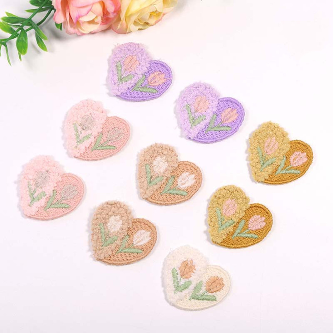 Applique Patch Flower - 10 adet yün peluş aşk çiçek