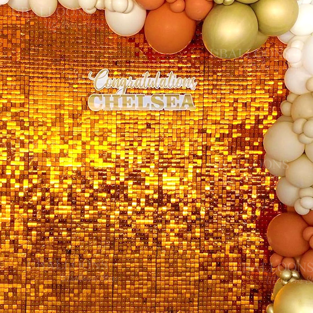 Sequin Fabric Panel - Parlak Turuncu Pırıltılı Duvar Zemin Panelleri