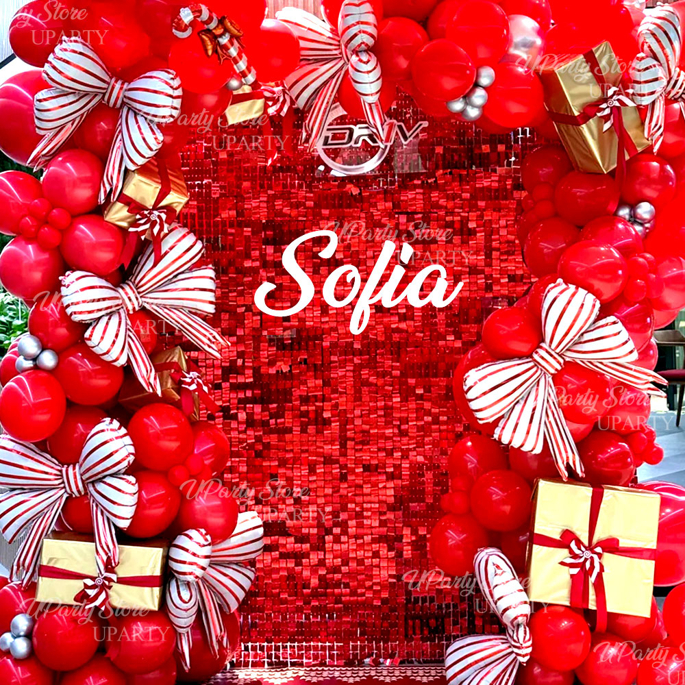 Sequin Fabric Panel - Kırmızı Işıltılı Duvar Arka Plan Panelleri