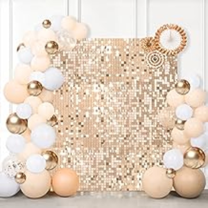 Sequin Fabric Panel - 9/12/16/18 adet mat altın siyah pullu
