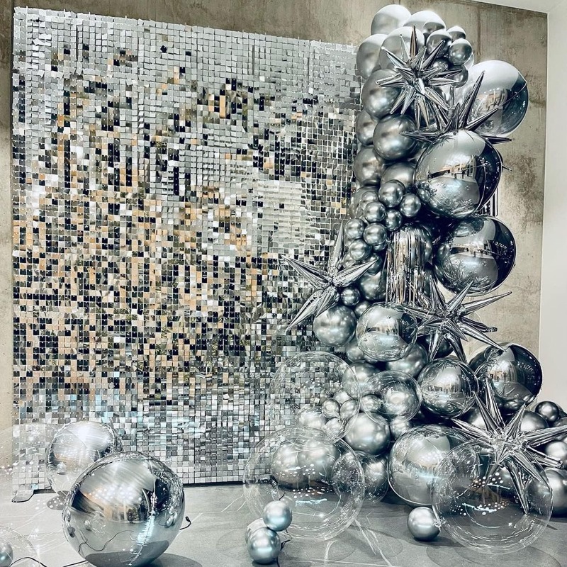 Sequin Fabric Panel - 12/16/18/24 adet pırıltılı duvar arka planında