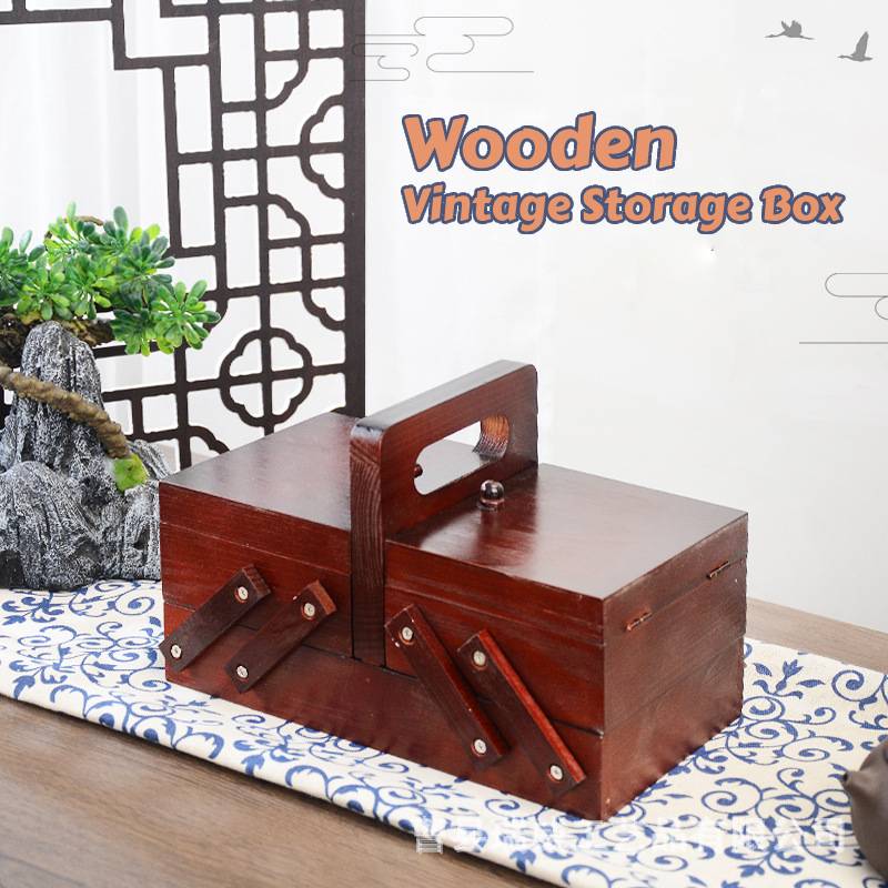Craft Embellishment Storage - Taşınabilir Katlanabilir Ahşap Dikiş Kutusu Bölmeleri