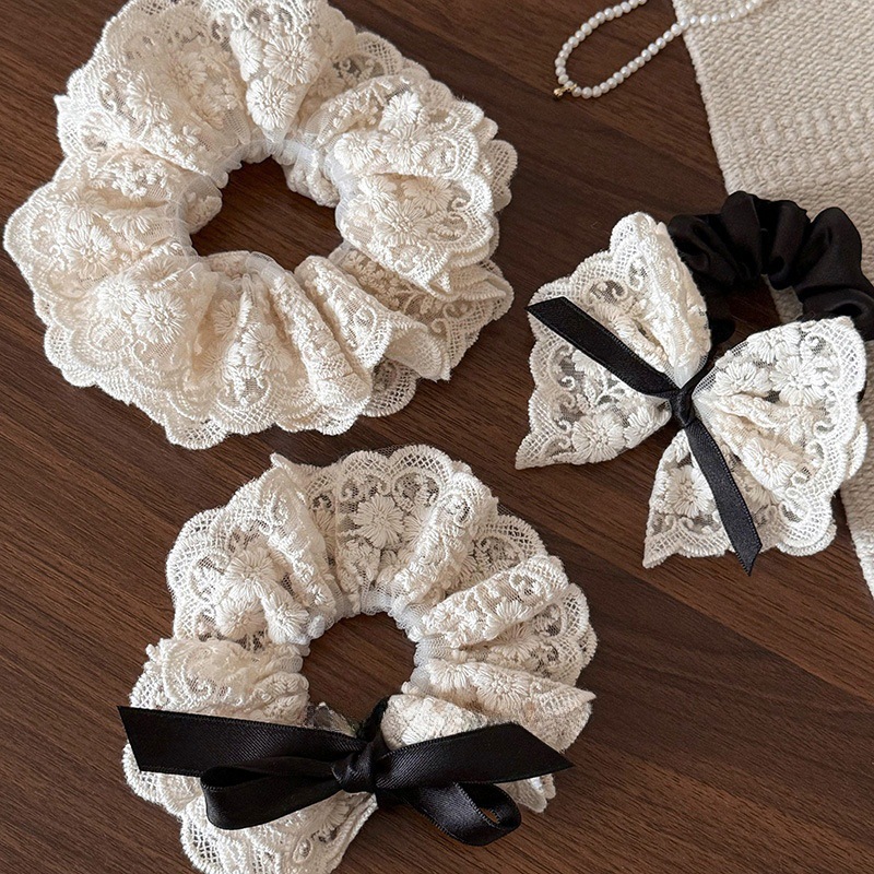 Lace Ribbon Trim - Fransız retro çift katmanlı yay dantel