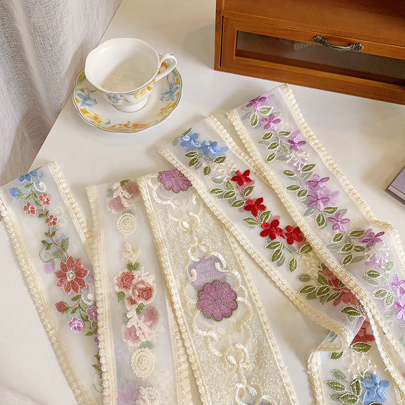 Lace Ribbon Trim - 1 Yard dantel nakış çiçek şerit