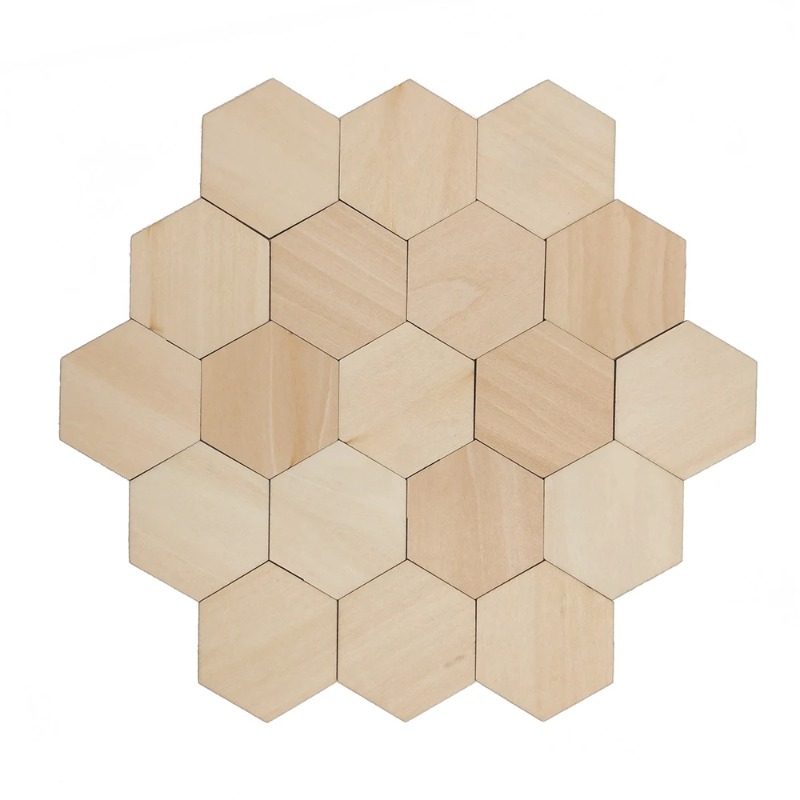 Craft Embellishments - 10-120mm Ahşap Altıgen Boş Dilimler İşlenmemiş