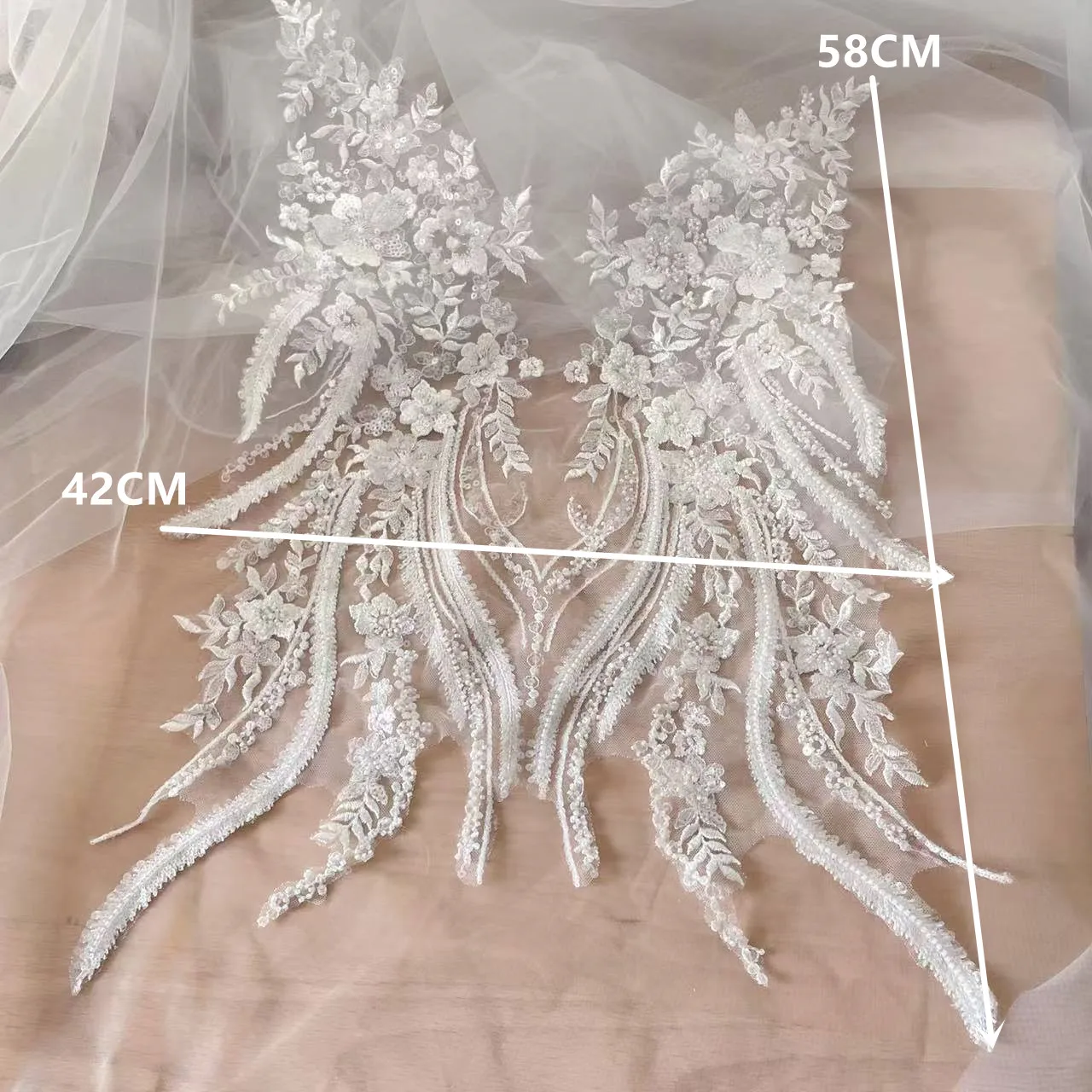 Applique Patch Flower - Yeni Boncuklu Pullu Dantel Aynalı Çiçek