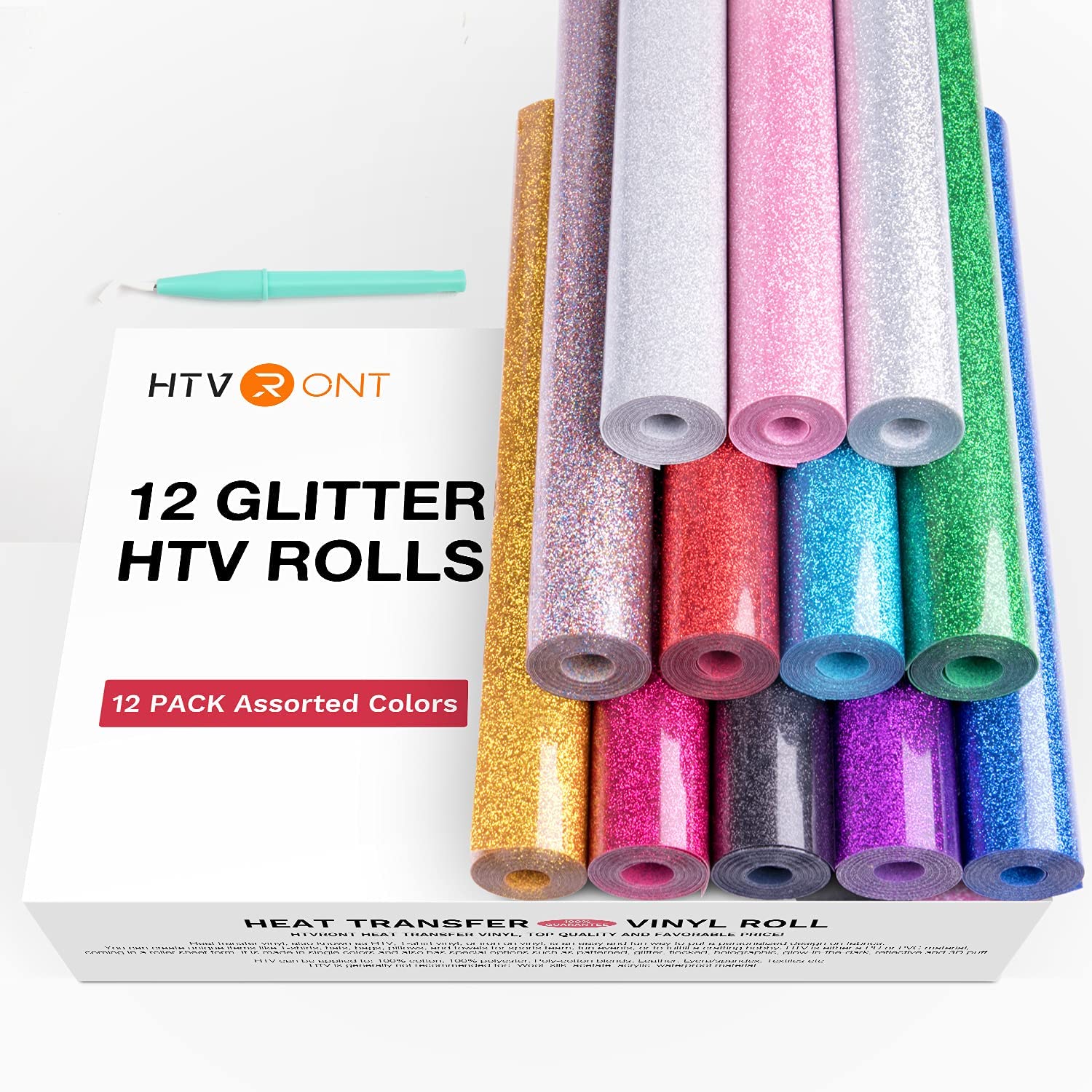 Glitter Vinyl Roll - HTVRONT 12'li Paket Simli HTV Isı