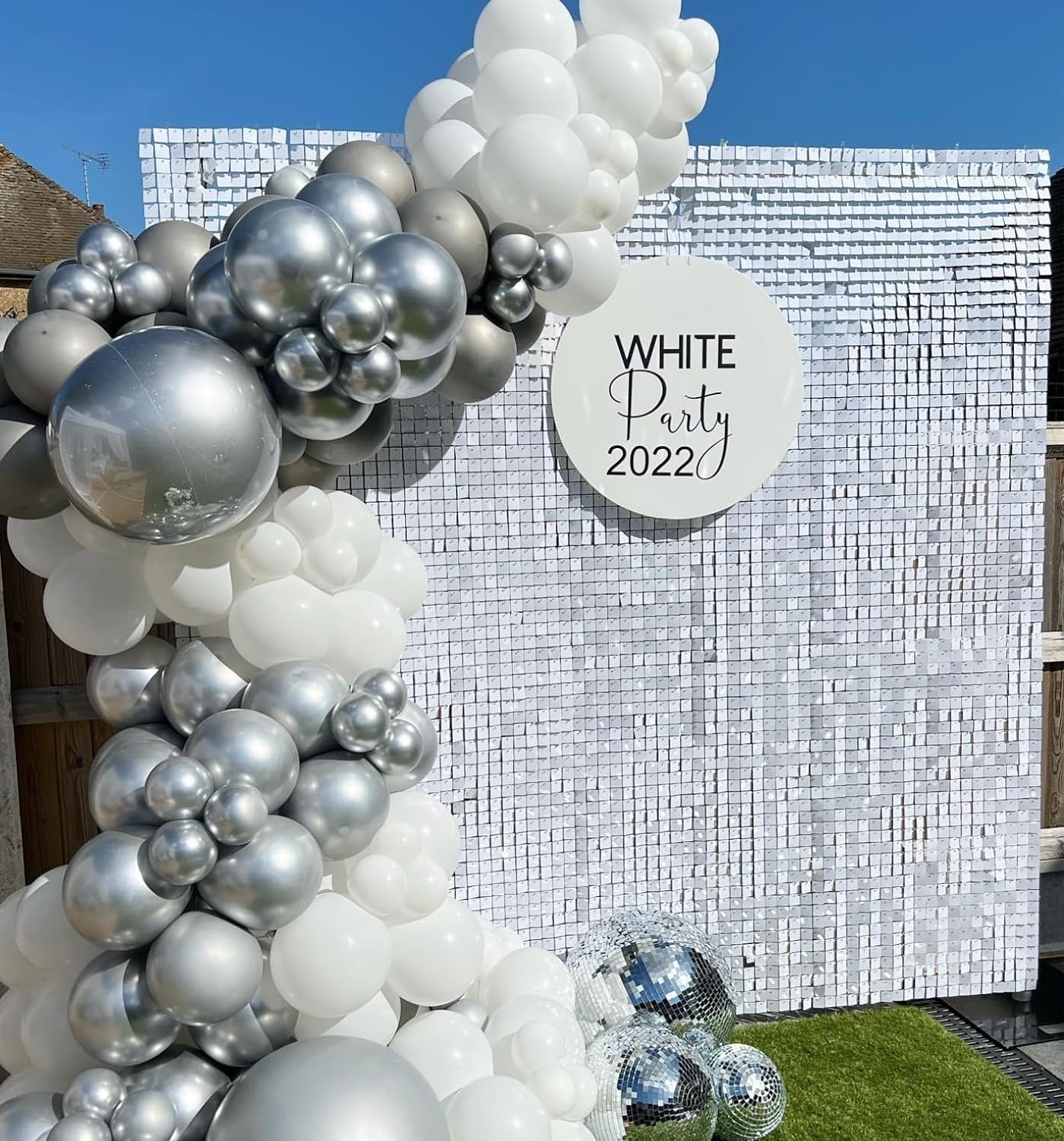 Sequin Fabric Panel - 9/12/16/18 adet beyaz pullu pırıltılı duvar