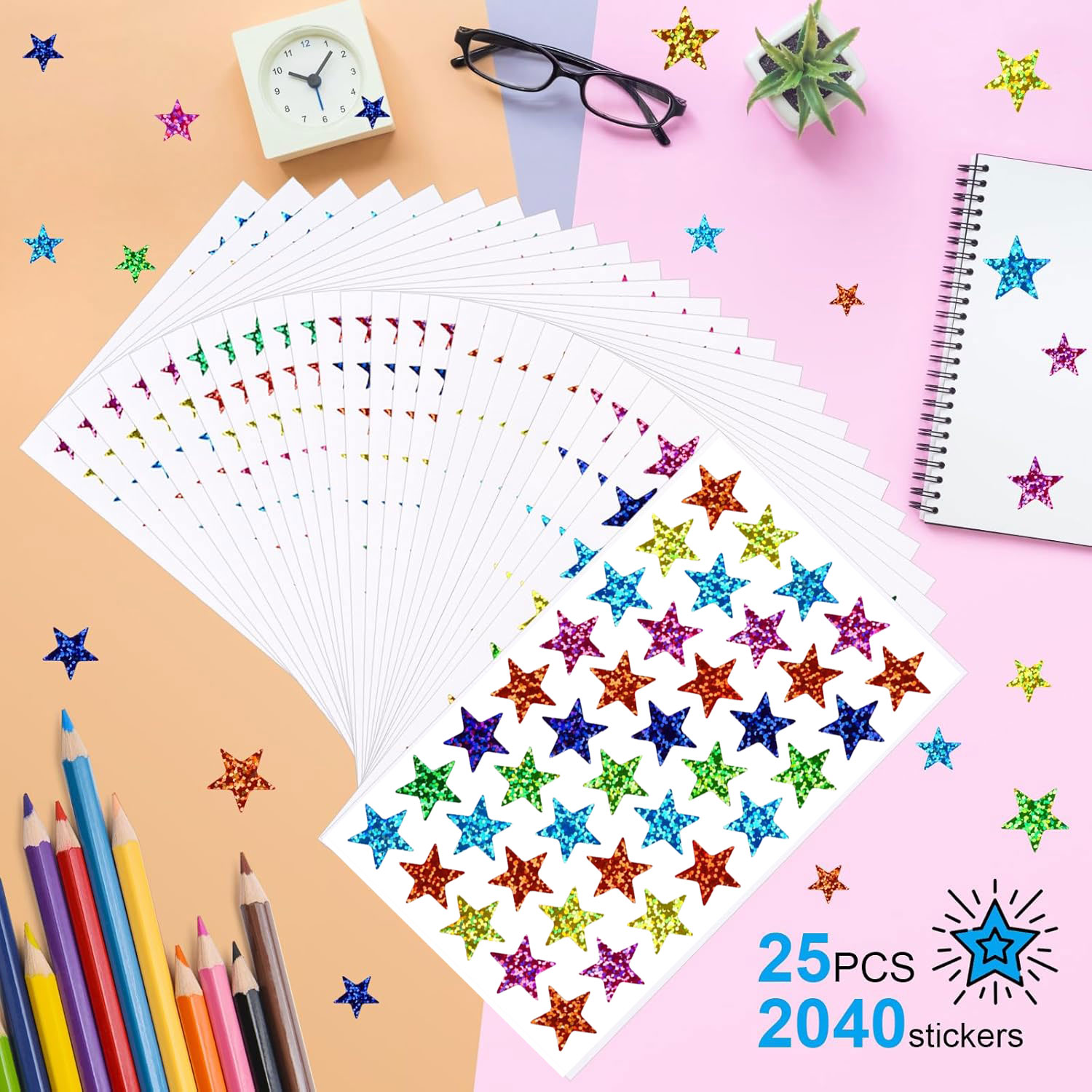 25 yaprak Yıldız Çıkartmaları  - Glitter Vinyl Roll incelemesi ve fiyatı