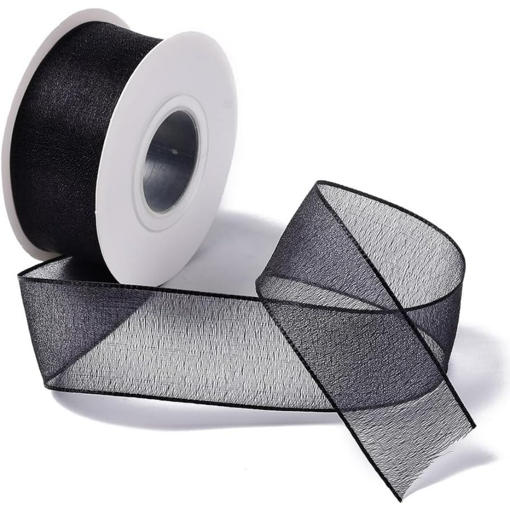 1 inç Siyah Organze Kurdele Ka - Organza Ribbon Spool incelemesi ve fiyatı