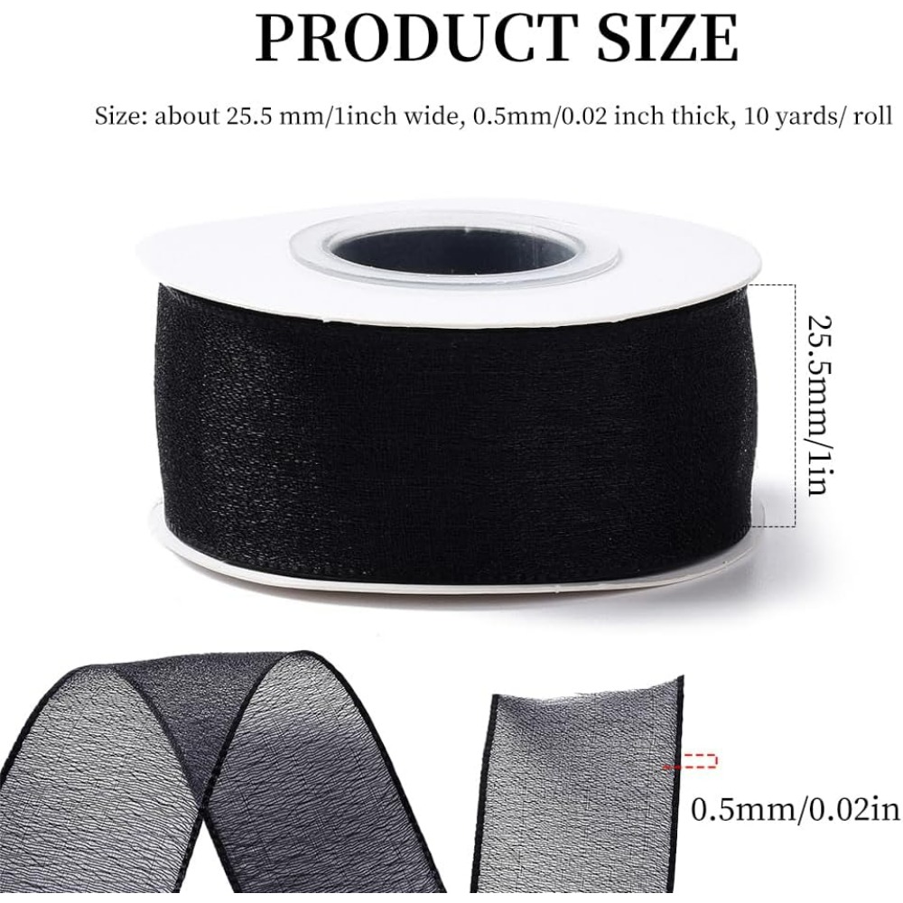 1 inç Siyah Organze Kurdele Ka - Organza Ribbon Spool incelemesi ve fiyatı