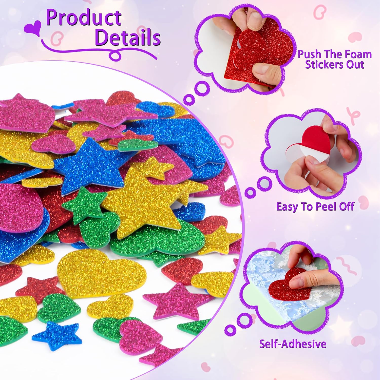 625 Adet Glitter Kalp Köpük Çı - Glitter Vinyl Roll incelemesi ve fiyatı