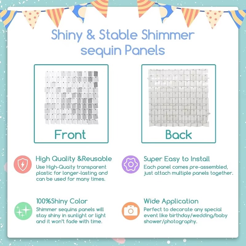 12/16/18/24 adet pırıltılı duv - Sequin Fabric Panel incelemesi ve fiyatı