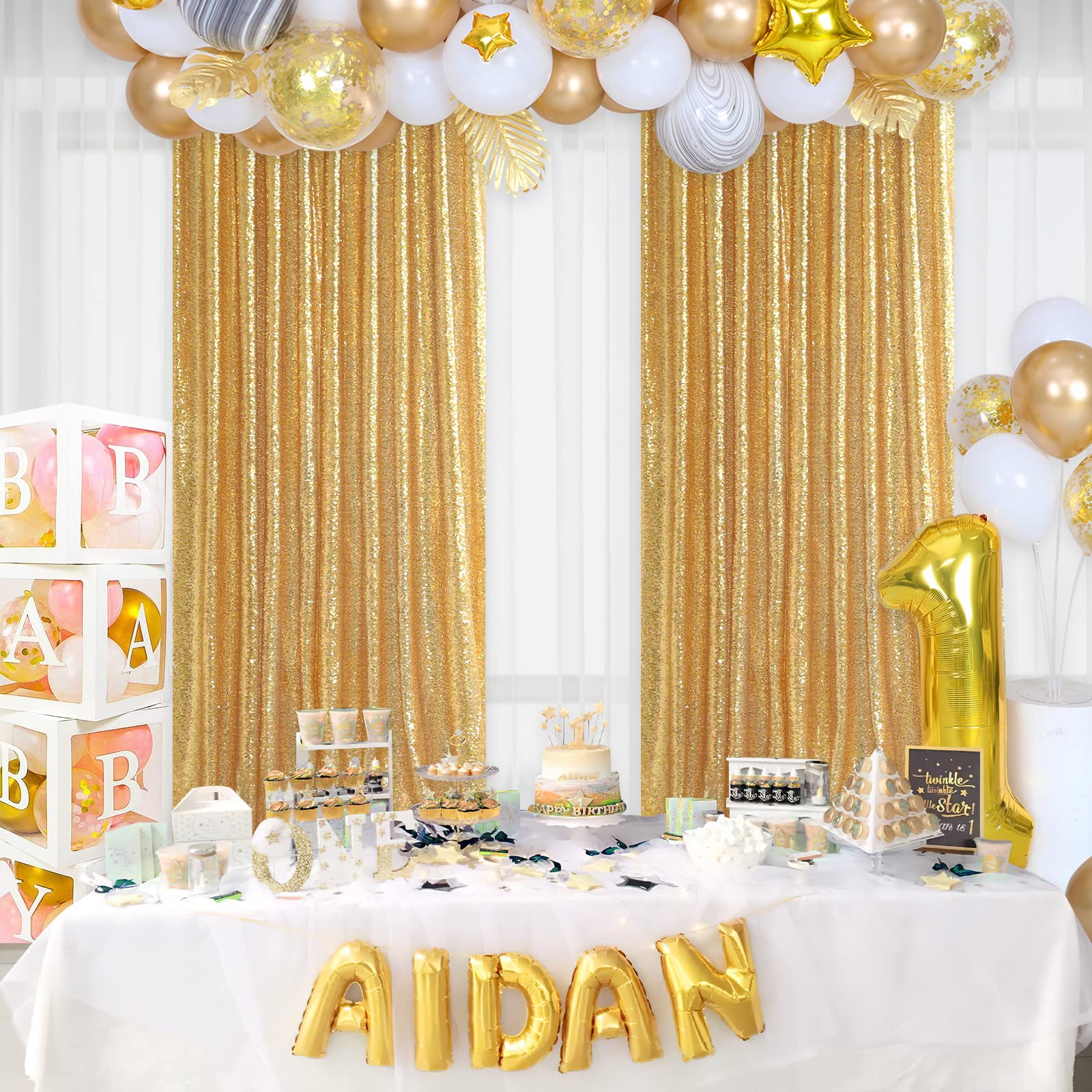 2 adet altın pullu parti zemin - Sequin Fabric Panel incelemesi ve fiyatı